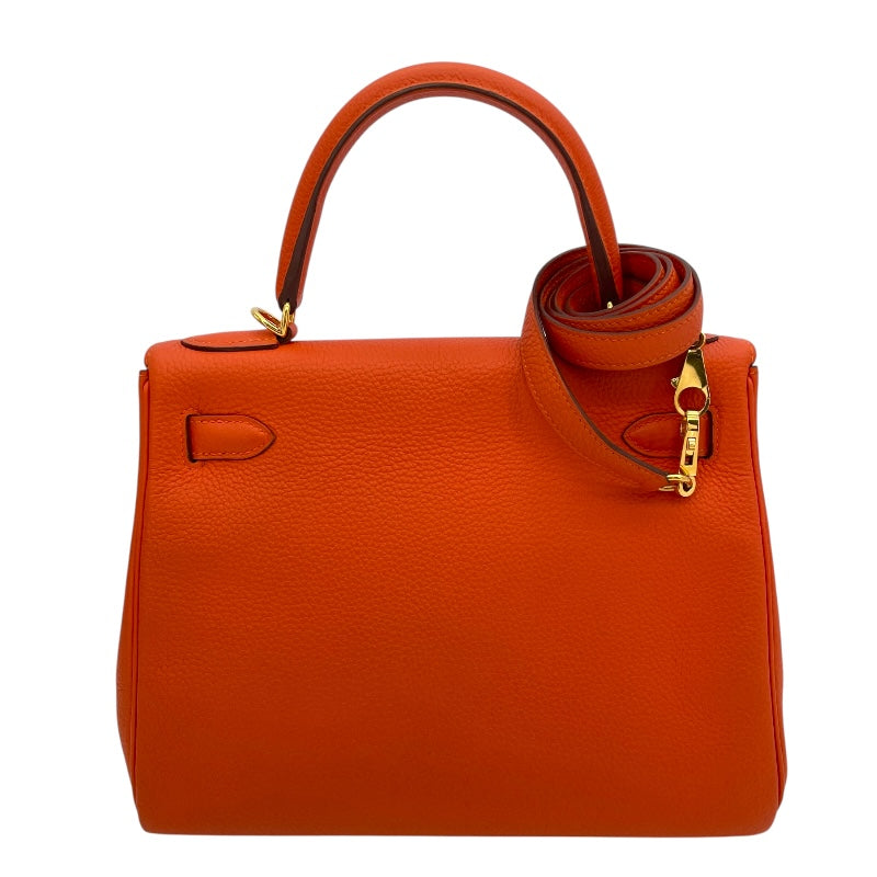 エルメス HERMES ケリー28 内縫い T刻 オレンジポピー GD金具 トゴ レディース ハンドバッグ