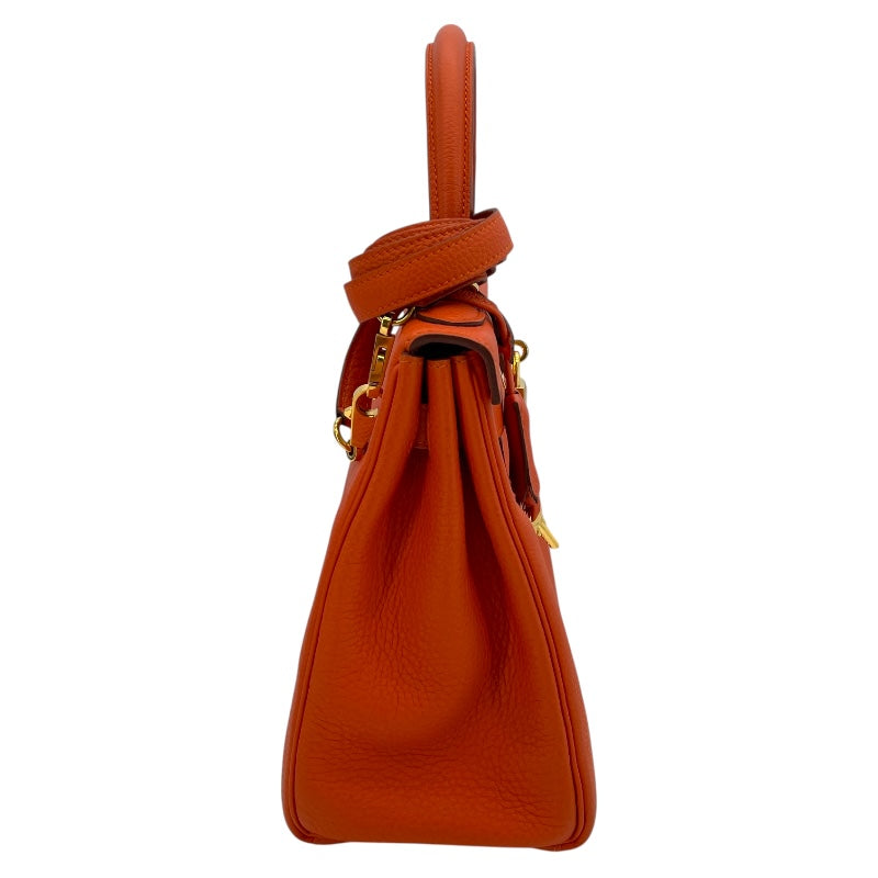 エルメス HERMES ケリー28 内縫い T刻 オレンジポピー GD金具 トゴ レディース ハンドバッグ