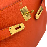 エルメス HERMES ケリー28 内縫い T刻 オレンジポピー GD金具 トゴ レディース ハンドバッグ