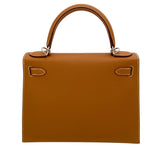 エルメス HERMES ケリー28 外縫い U刻 ゴールド SV金具 エプソン レディース ハンドバッグ
