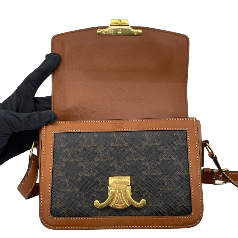 セリーヌ CELINE ティーントリオンフショルダー 188882 タン PVC/レザー レディース ショルダーバッグ