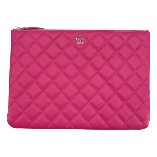 シャネル CHANEL ココマーク クラッチ 21番台 ピンク ラムスキン レディース