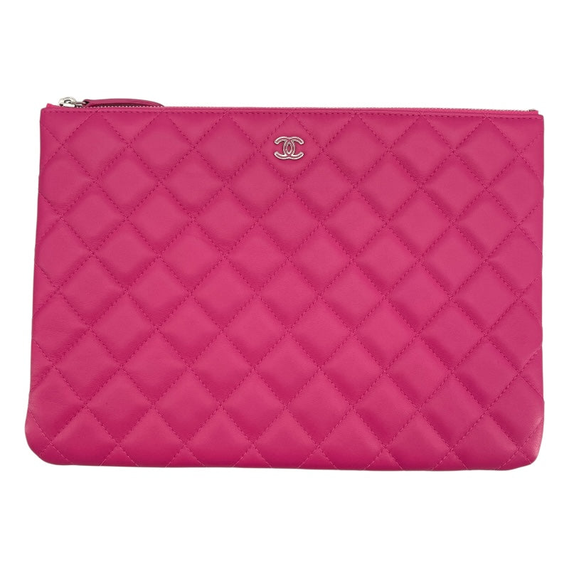 シャネル CHANEL ココマーク クラッチ 21番台 ピンク ラムスキン レディース