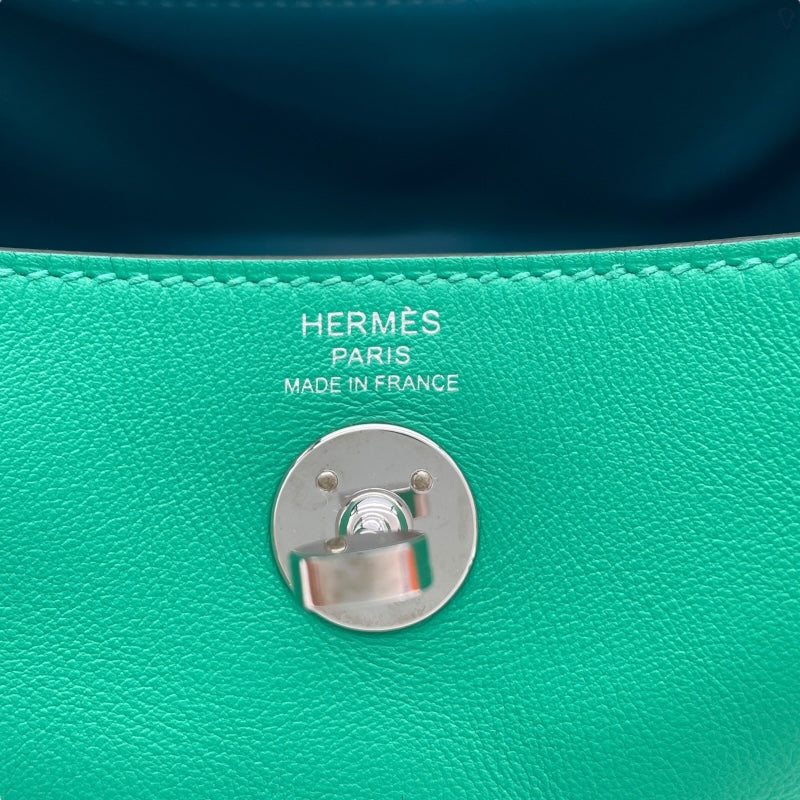 エルメス HERMES リンディミニ ヴェルソ Z刻 ミント・ヴェールボスフォール SV金具 スイフト レディース ショルダーバッグ