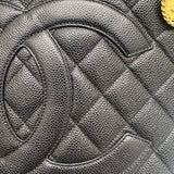 シャネル CHANEL 復刻トート A01804 ブラック キャビアスキン レディース ハンドバッグ