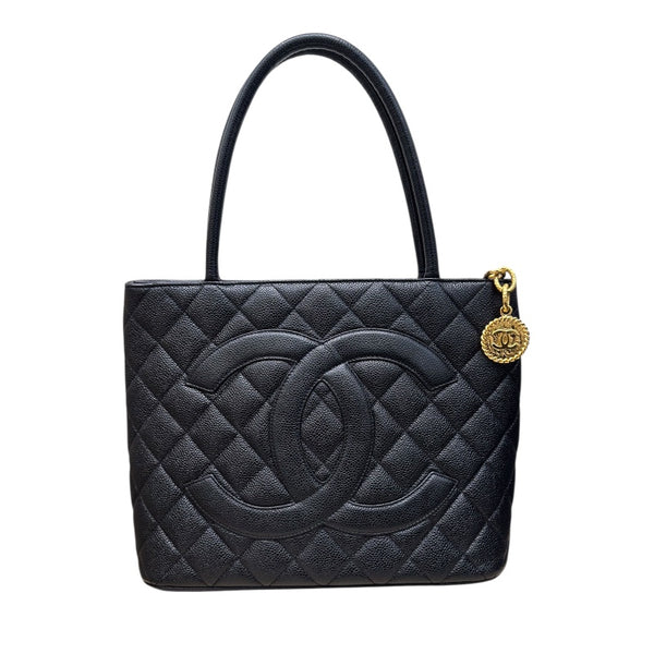 シャネル CHANEL 復刻トート A01804 ブラック キャビアスキン レディース ハンドバッグ