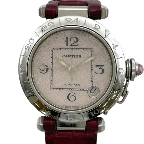 カルティエ Cartier パシャC メリディアン 2004年クリスマス限定モデル W3107099 ピンクシェル SS/革ベルト 自動巻き ユニセックス 腕時計