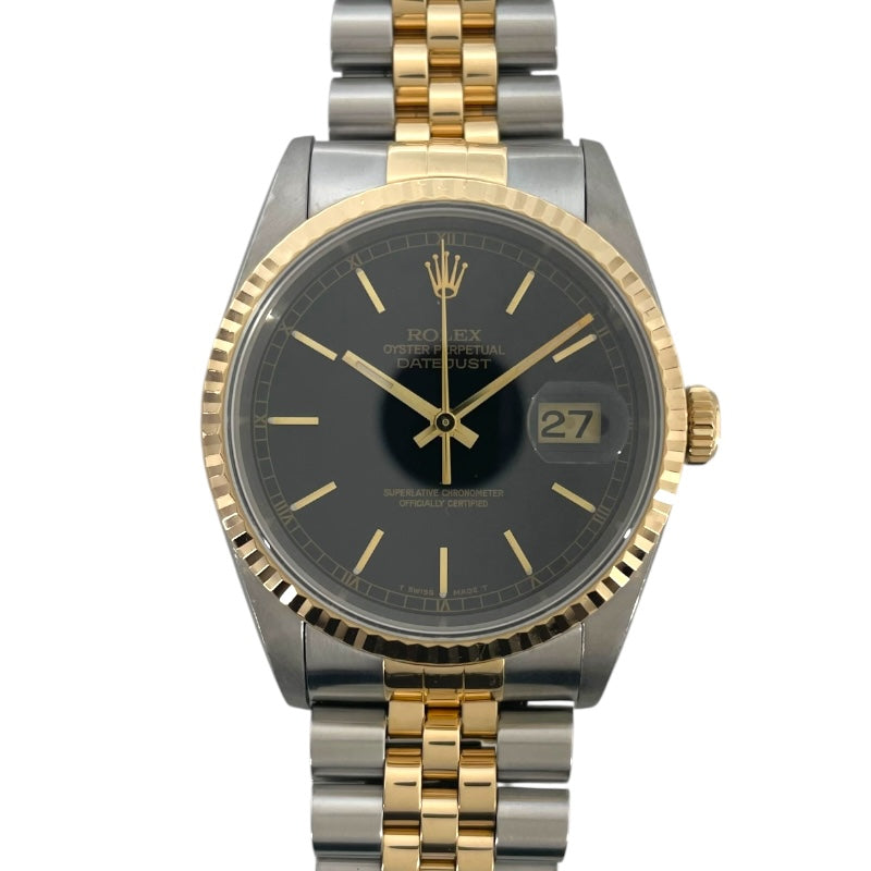 ロレックス ROLEX デイトジャスト36 16233 ブラック K18YG/SS メンズ 腕時計