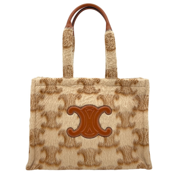セリーヌ CELINE トリオンフ柄 トート ベージュ モヘア レディース トートバッグ