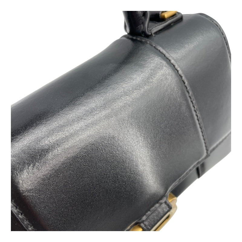 バレンシアガ BALENCIAGA アワーグラス XS 592833 ブラック レザー レディース ショルダーバッグ