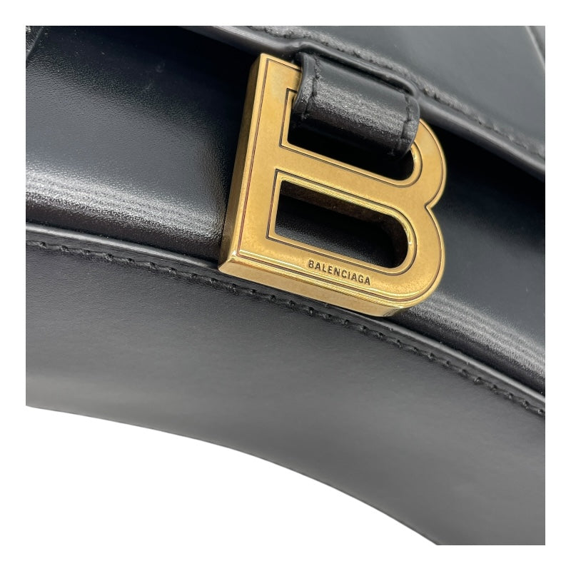 バレンシアガ BALENCIAGA アワーグラス XS 592833 ブラック レザー レディース ショルダーバッグ