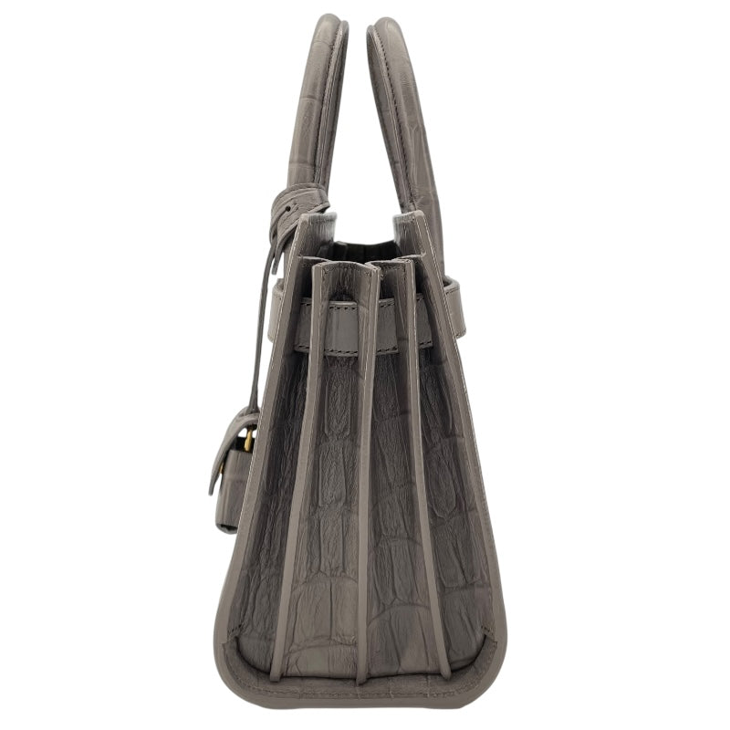 サンローラン SAINT LAURENT サックドジュール ナノ 340778 グレー 型押しレザー レディース ショルダーバッグ