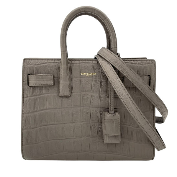 サンローラン SAINT LAURENT サックドジュール ナノ 340778 グレー 型押しレザー レディース ショルダーバッグ