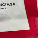 バレンシアガ BALENCIAGA ネイビーカバス S 339933 ベージュ/レッド キャンバス レディース トートバッグ