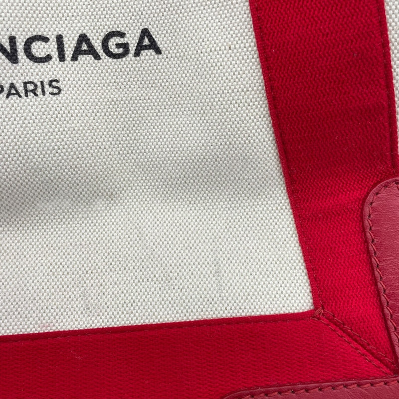 バレンシアガ BALENCIAGA ネイビーカバス S 339933 ベージュ/レッド キャンバス レディース トートバッグ