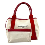 バレンシアガ BALENCIAGA ネイビーカバス S 339933 ベージュ/レッド キャンバス レディース トートバッグ