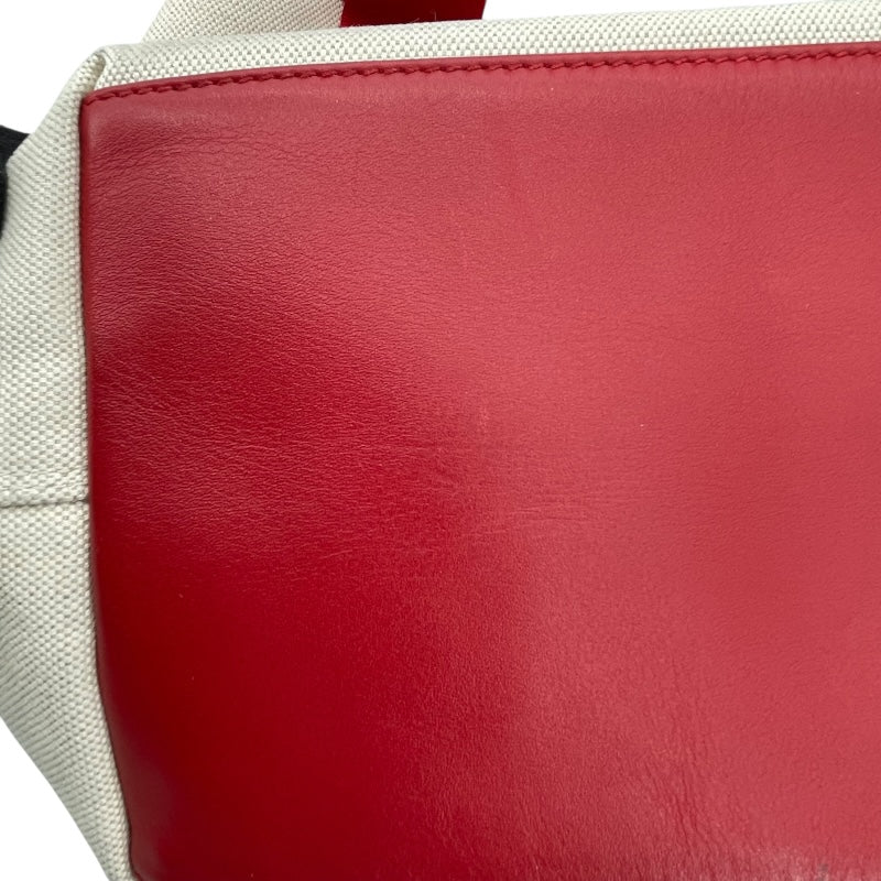 バレンシアガ BALENCIAGA ネイビーカバス S 339933 ベージュ/レッド キャンバス レディース トートバッグ