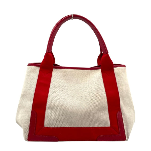 バレンシアガ BALENCIAGA ネイビーカバス S 339933 ベージュ/レッド キャンバス レディース トートバッグ