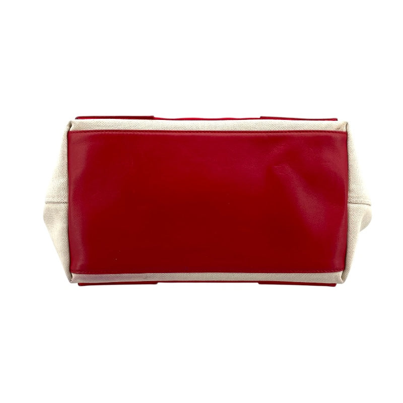 バレンシアガ BALENCIAGA ネイビーカバス S 339933 ベージュ/レッド キャンバス レディース トートバッグ