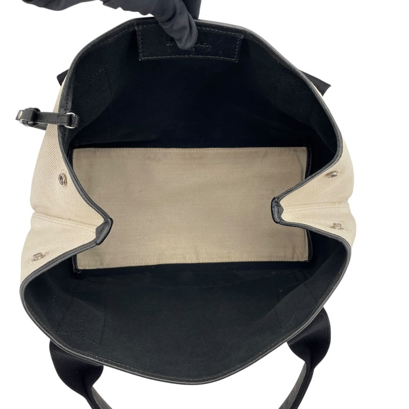 バレンシアガ BALENCIAGA ネイビーカバスS 339933 アイボリーxブラック キャンバス/レザー レディース トートバッグ