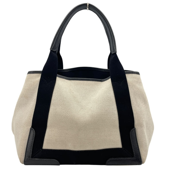 バレンシアガ BALENCIAGA ネイビーカバスS 339933 アイボリーxブラック キャンバス/レザー レディース トートバッグ