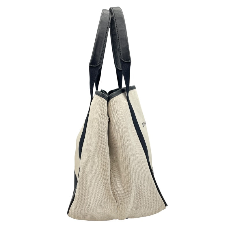 バレンシアガ BALENCIAGA ネイビーカバスS 339933 アイボリーxブラック キャンバス/レザー レディース トートバッグ
