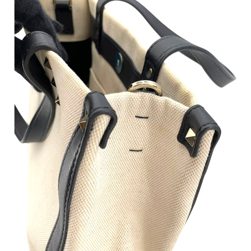 ヴァレンティノ VALENTINO スタッズトート アイボリー キャンバス レディース トートバッグ