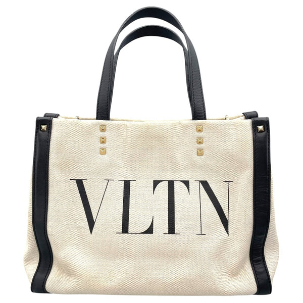 ヴァレンティノ VALENTINO スタッズトート アイボリー キャンバス レディース トートバッグ