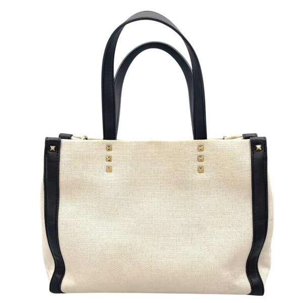 ヴァレンティノ VALENTINO スタッズトート アイボリー キャンバス レディース トートバッグ