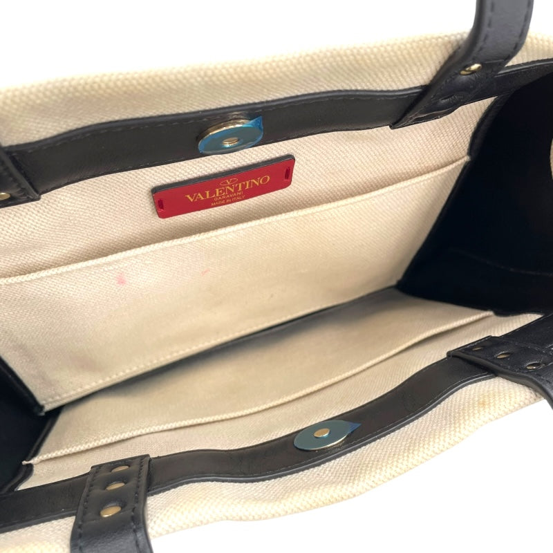 ヴァレンティノ VALENTINO スタッズトート アイボリー キャンバス レディース トートバッグ