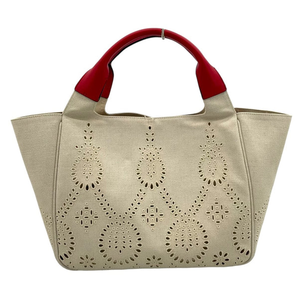 ヴァレンティノ VALENTINO アトリエ 2WAY バッグ ナチュラル/レッド キャンバス レディース ショルダーバッグ