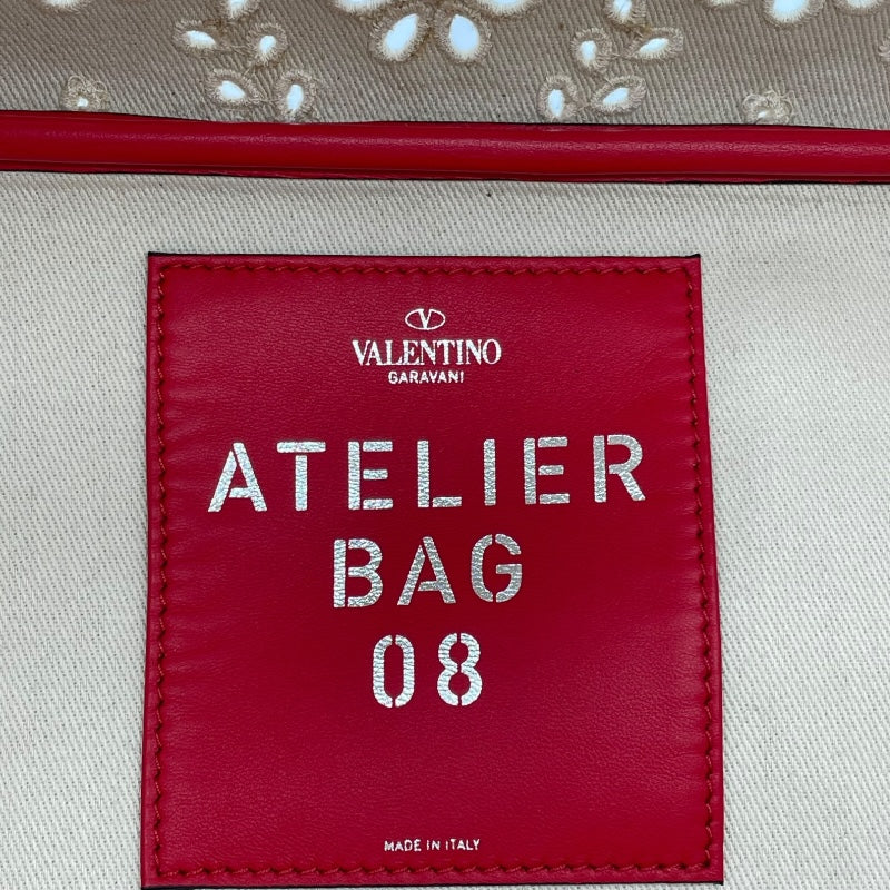 ヴァレンティノ VALENTINO アトリエ 2WAY バッグ ナチュラル/レッド キャンバス レディース ショルダーバッグ