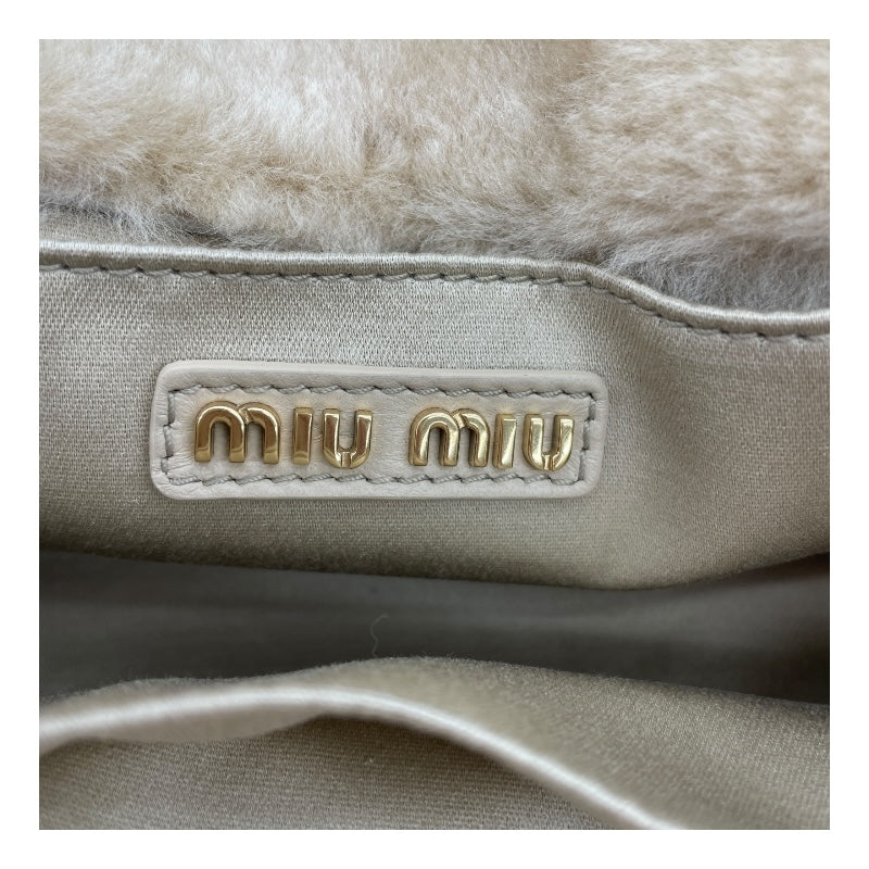 ミュウミュウ miu miu ハンドバッグ 5BA256 ベージュ ファー レディース ハンドバッグ