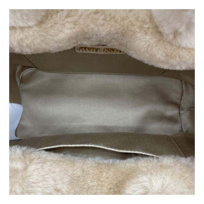 ミュウミュウ miu miu ハンドバッグ 5BA256 ベージュ ファー レディース ハンドバッグ
