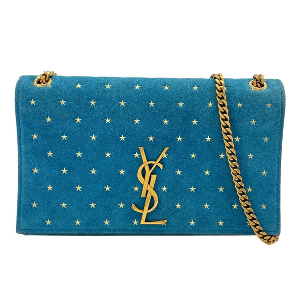 サンローラン SAINT LAURENT ケイトチェーンショルダー 364021 ブルー スエード レディース ショルダーバッグ