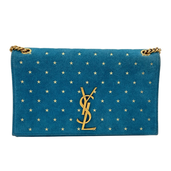 サンローラン SAINT LAURENT ケイトチェーンショルダー 364021 ブルー スエード レディース ショルダーバッグ
