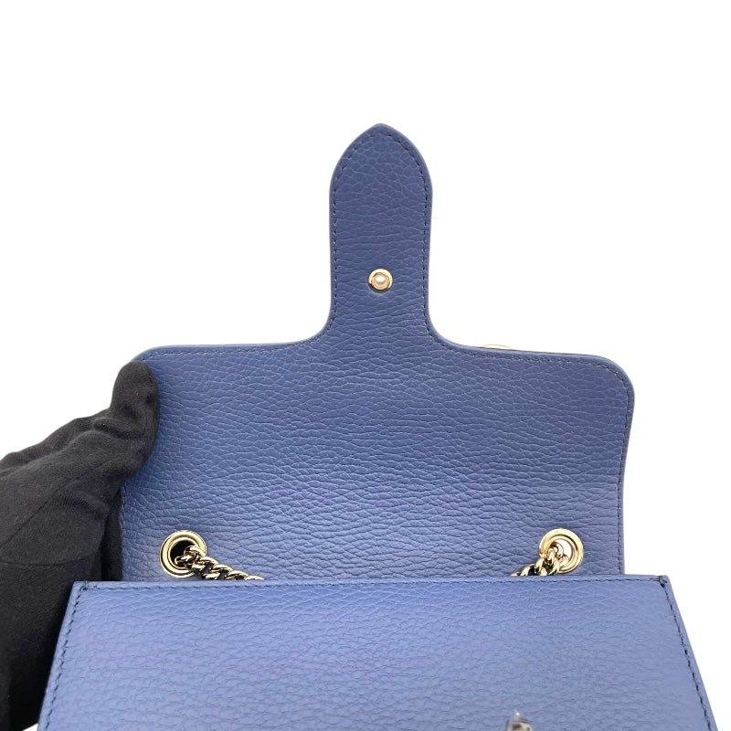 グッチ GUCCI インターロッキング チェーン 510304 ブルー レザー レディース ショルダーバッグ