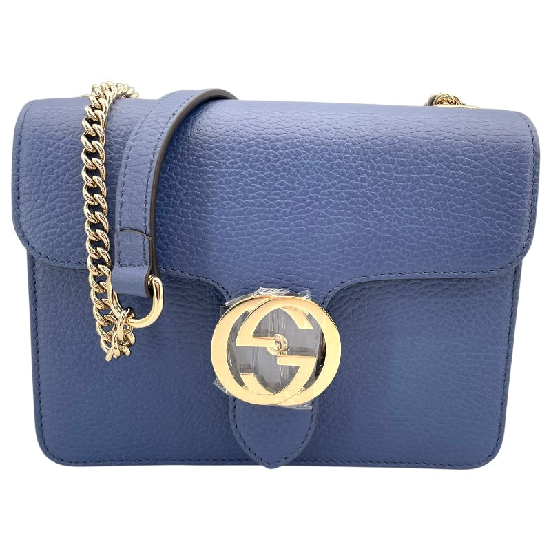 グッチ GUCCI インターロッキング チェーン 510304 ブルー レザー レディース ショルダーバッグ