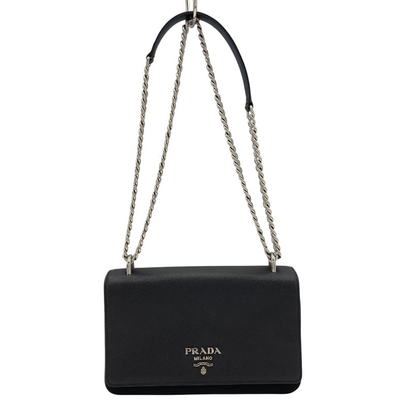 プラダ PRADA チェーンショルダー ブラック サフィアーノ/ナイロン レディース ショルダーバッグ