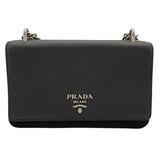 プラダ PRADA チェーンショルダー ブラック サフィアーノ/ナイロン レディース ショルダーバッグ