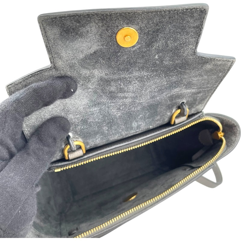 セリーヌ CELINE ベルトバッグ ナノ グレー レザー レディース ハンドバッグ