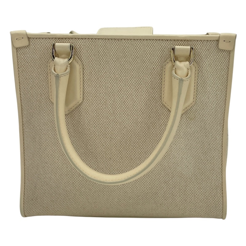 BVLGARI Rosenthal ロゴ2WAY ハンドバッグ アイボリー キャンバス レディース ハンドバッグ