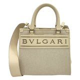 BVLGARI Rosenthal ロゴ2WAY ハンドバッグ アイボリー キャンバス レディース ハンドバッグ