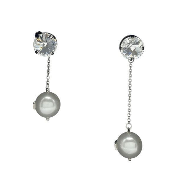 【美品】Miu Miu クリスタルビジューピアス ミュウミュウ MIU MIU PIERCED EARRINGS クリスタル付 メタル