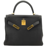 エルメス HERMES ケリー28 内縫い T刻印 ブラック ゴールド金具 トリヨン レディース ハンドバッグ