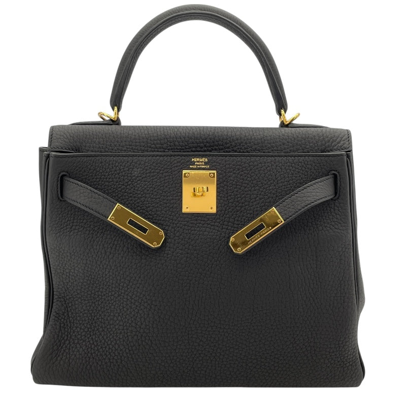 エルメス HERMES ケリー28 内縫い T刻印 ブラック ゴールド金具 トリヨン レディース ハンドバッグ