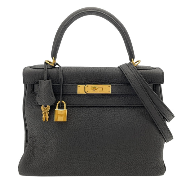 エルメス HERMES ケリー28 内縫い T刻印 ブラック ゴールド金具 トリヨン レディース ハンドバッグ