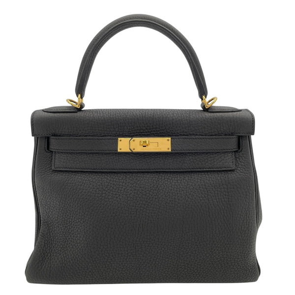 エルメス HERMES ケリー28 内縫い T刻印 ブラック ゴールド金具 トリヨン レディース ハンドバッグ
