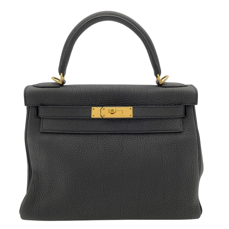 エルメス HERMES ケリー28 内縫い T刻印 ブラック ゴールド金具 トリヨン レディース ハンドバッグ