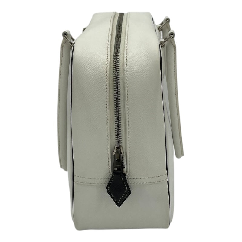 エルメス HERMES プリュム28 □I刻 ホワイト SV金具 エプソン レディース ハンドバッグ
